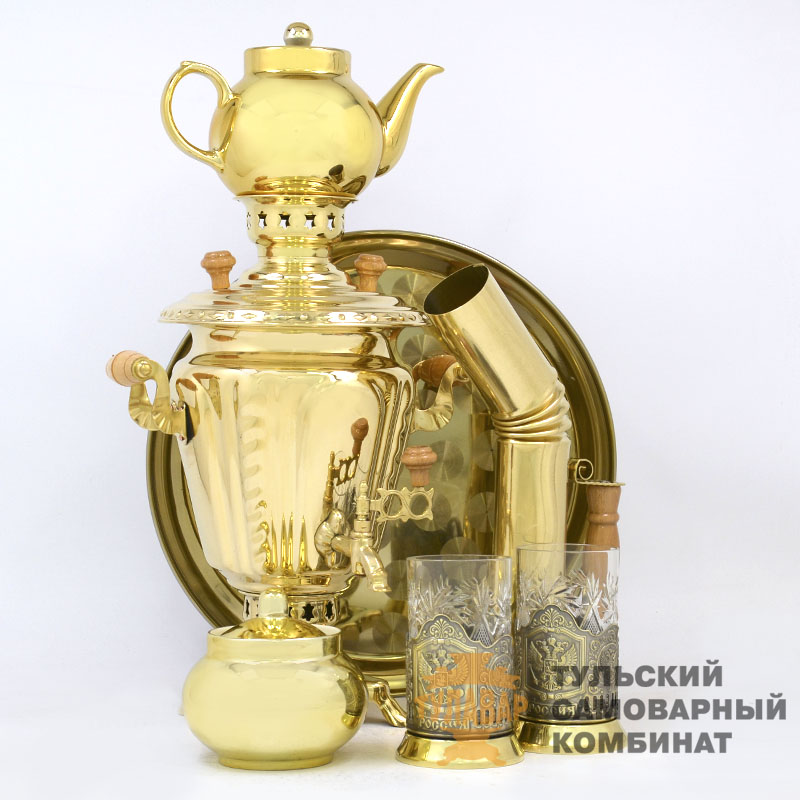Набор «Русская краса» на дровах, 3 литра, 9 предметов, латунь